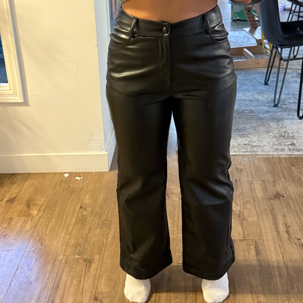 Black Faux Leather Trousers